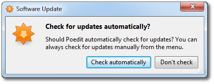 Dialog asking whether the app should automatically check for updates.